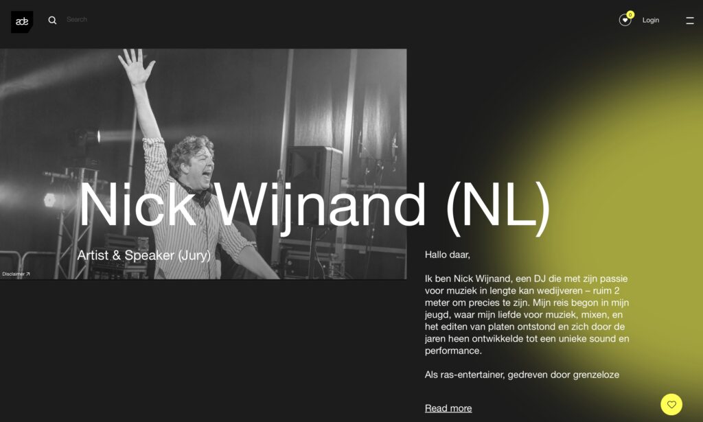 DJ Nick Wijnand op de website van ADE